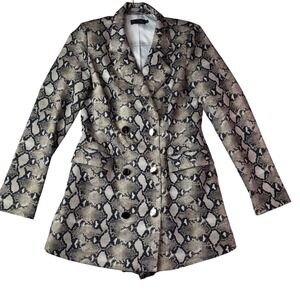 BLITHE Blazer Mini Dress Built In Shorts‎ Suit Jacket Snake Neutral Size Medium